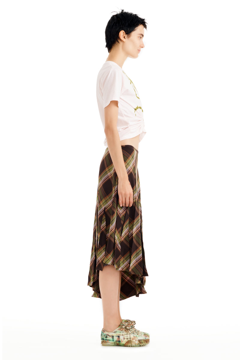 TAPENADE PLAID LONG DRIZZLE SKIRT