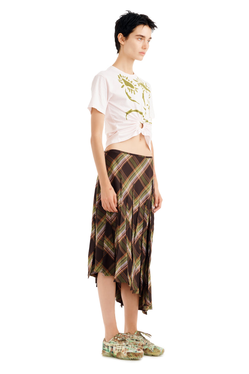 TAPENADE PLAID LONG DRIZZLE SKIRT