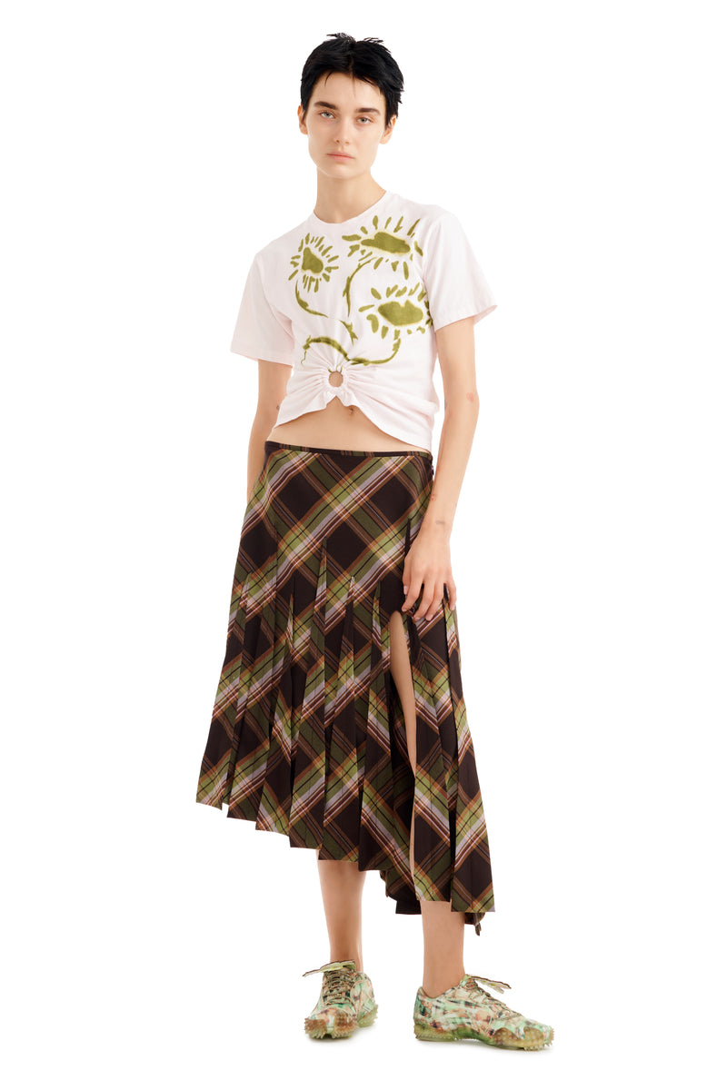 TAPENADE PLAID LONG DRIZZLE SKIRT