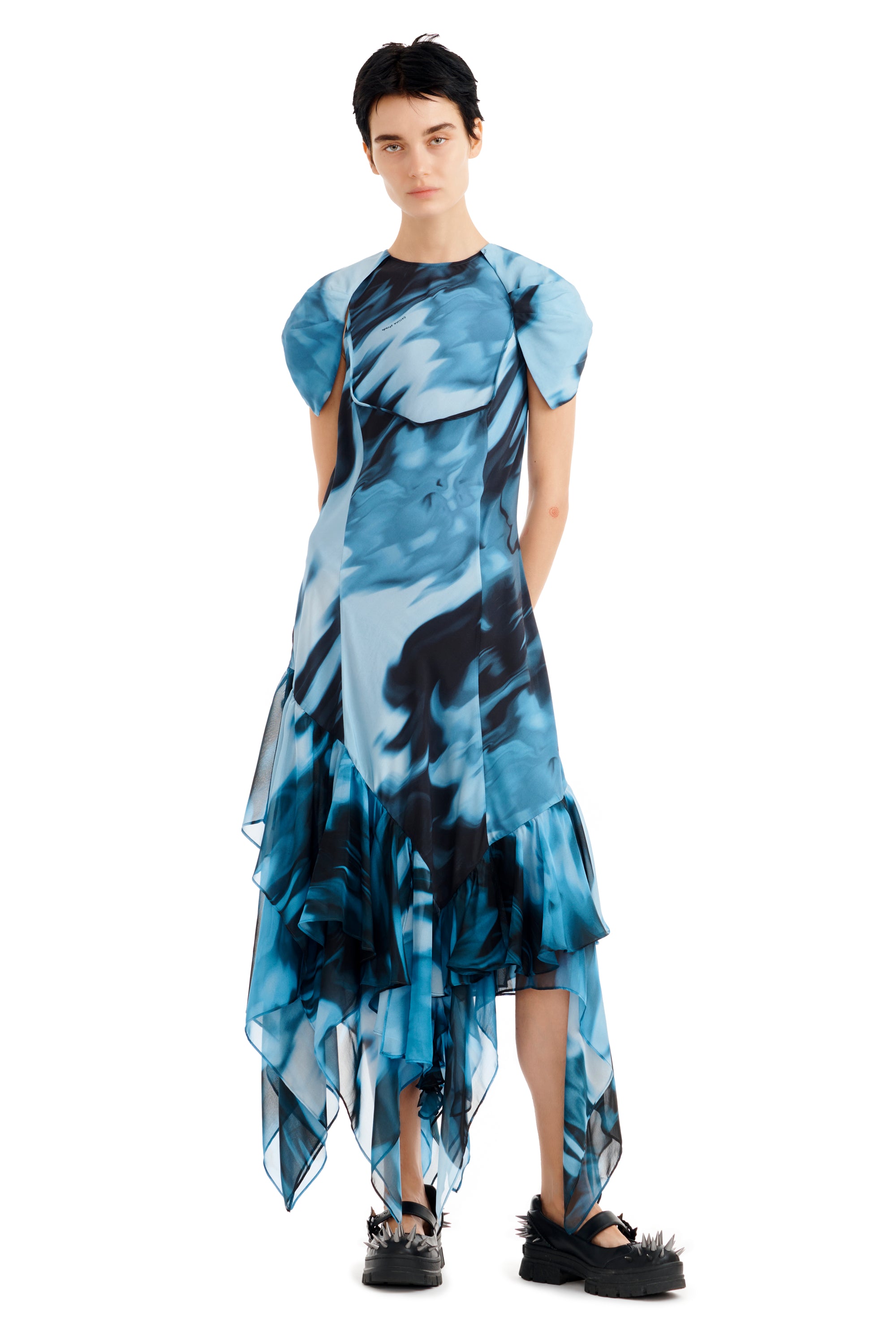 NAVY MELTING BLOOM HILLARY DRESS | COLLINA STRADA