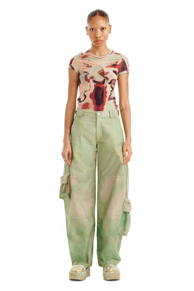 CELADON MUMS PLAID LAWN CARGO PANT