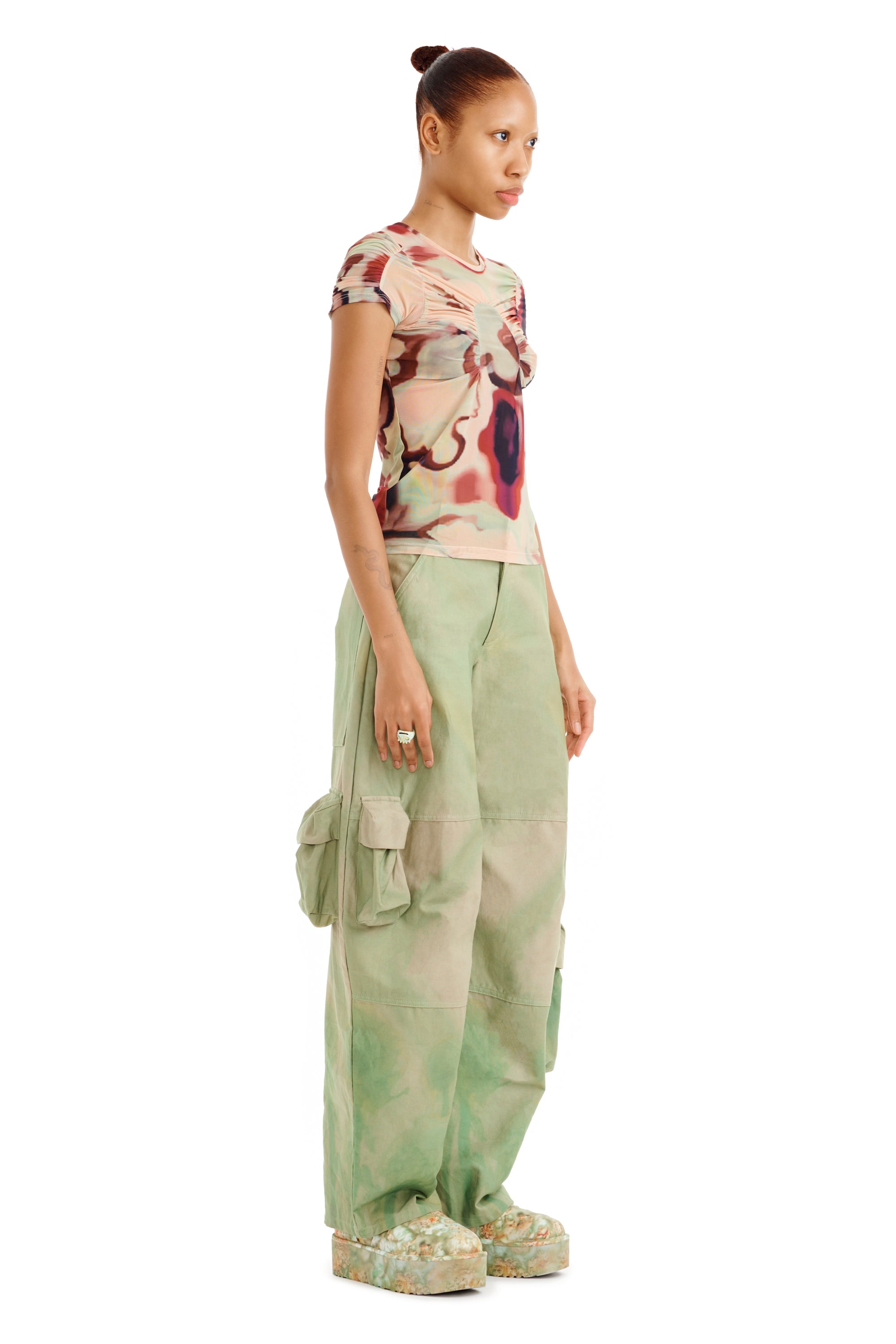 WATERCOLOR FLORAL ARC S/S TOP