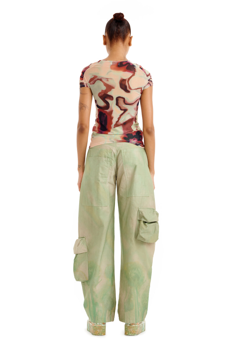 CELADON MUMS PLAID LAWN CARGO PANT