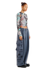 CHARCOAL DAISY PLEATED CARGO PANT