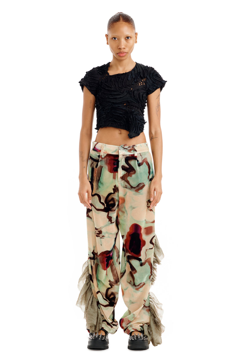 WATERCOLOR FLORAL DANTE RUFFLE TROUSER