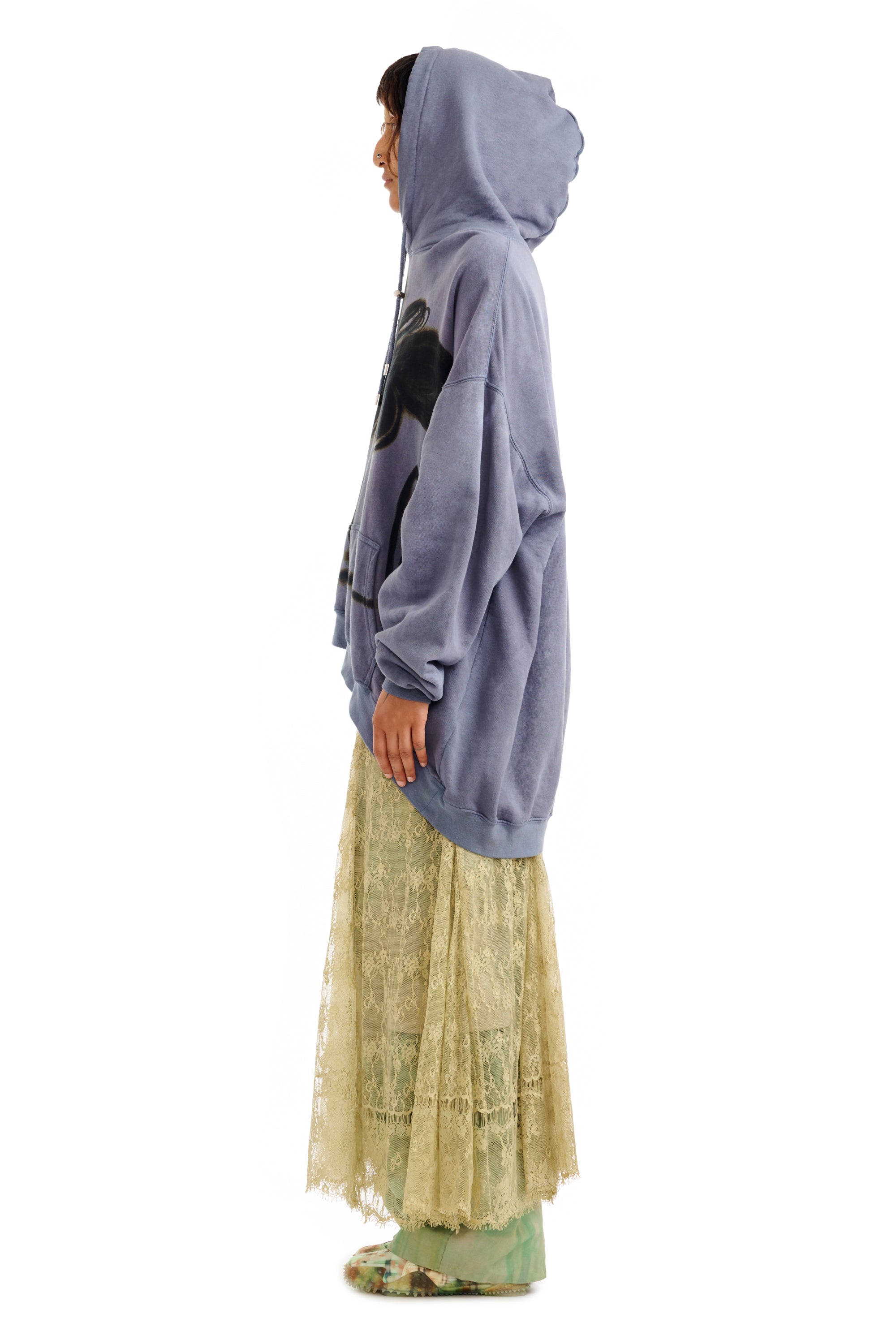 MIDNIGHT FLOWER POT WAVE HEM HOODIE