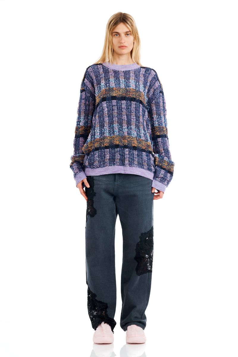 VITELLI PURPLE PLAID WOOLLY SWEATER