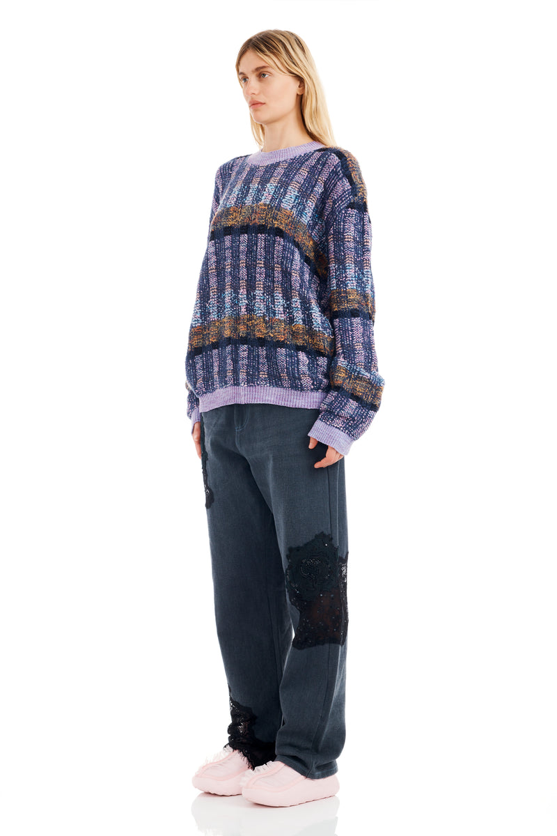 VITELLI PURPLE PLAID WOOLLY SWEATER