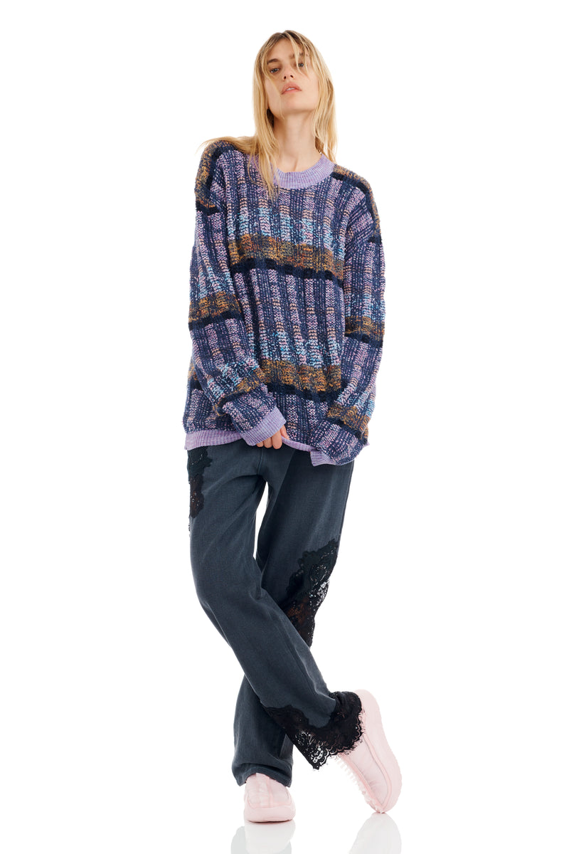 VITELLI PURPLE PLAID WOOLLY SWEATER