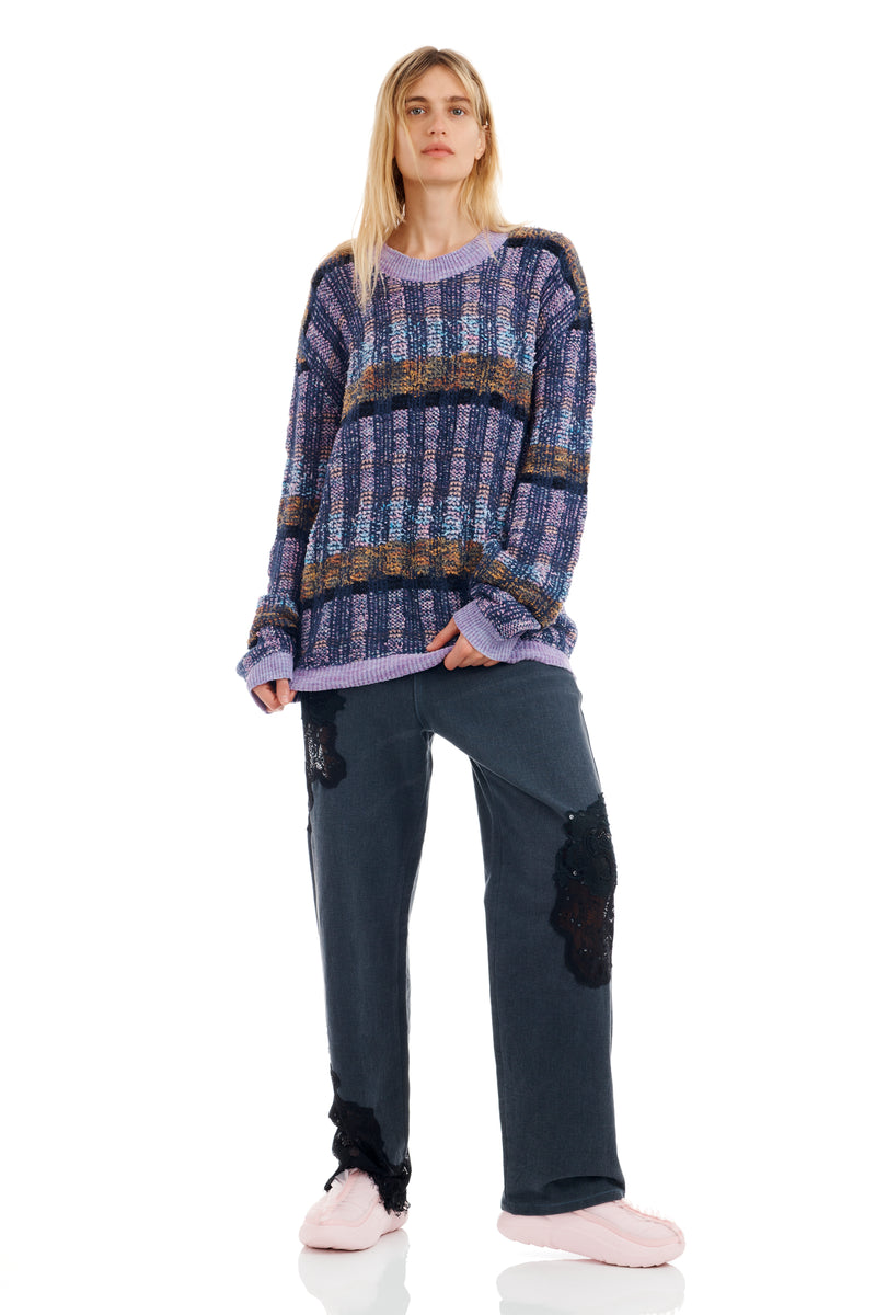 VITELLI PURPLE PLAID WOOLLY SWEATER