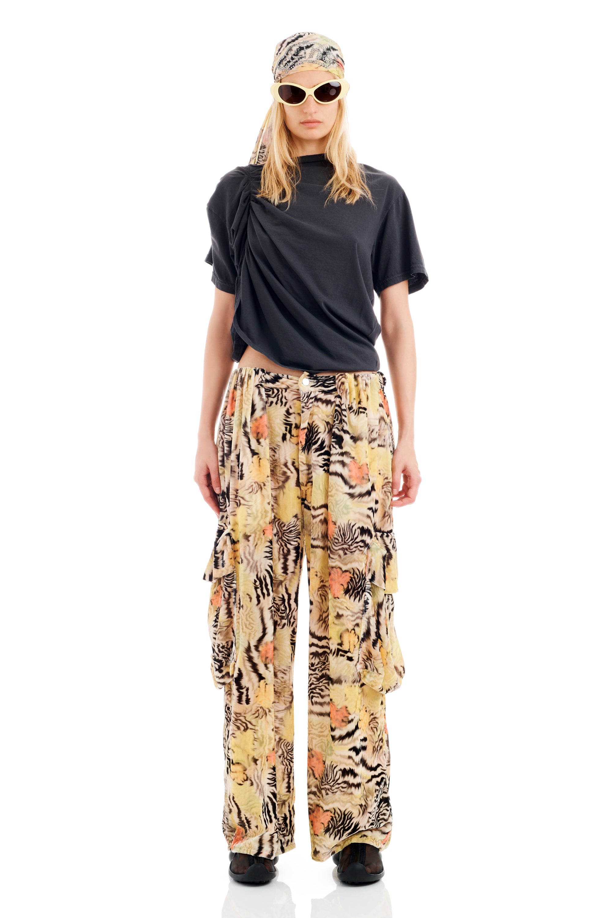 ZEBRA FLORAL PLEATED CARGO PANT