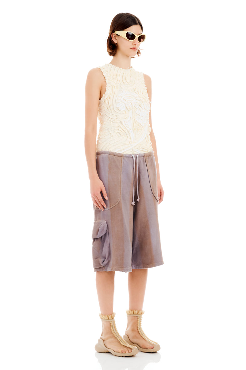EARTH STRIPE CARGO SWEATSHORT