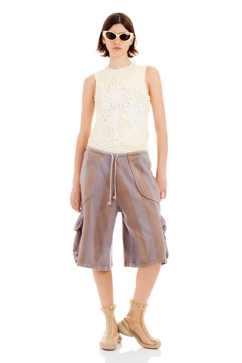 EARTH STRIPE CARGO SWEATSHORT