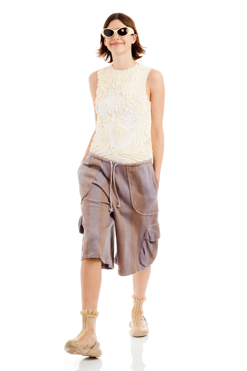 EARTH STRIPE CARGO SWEATSHORT