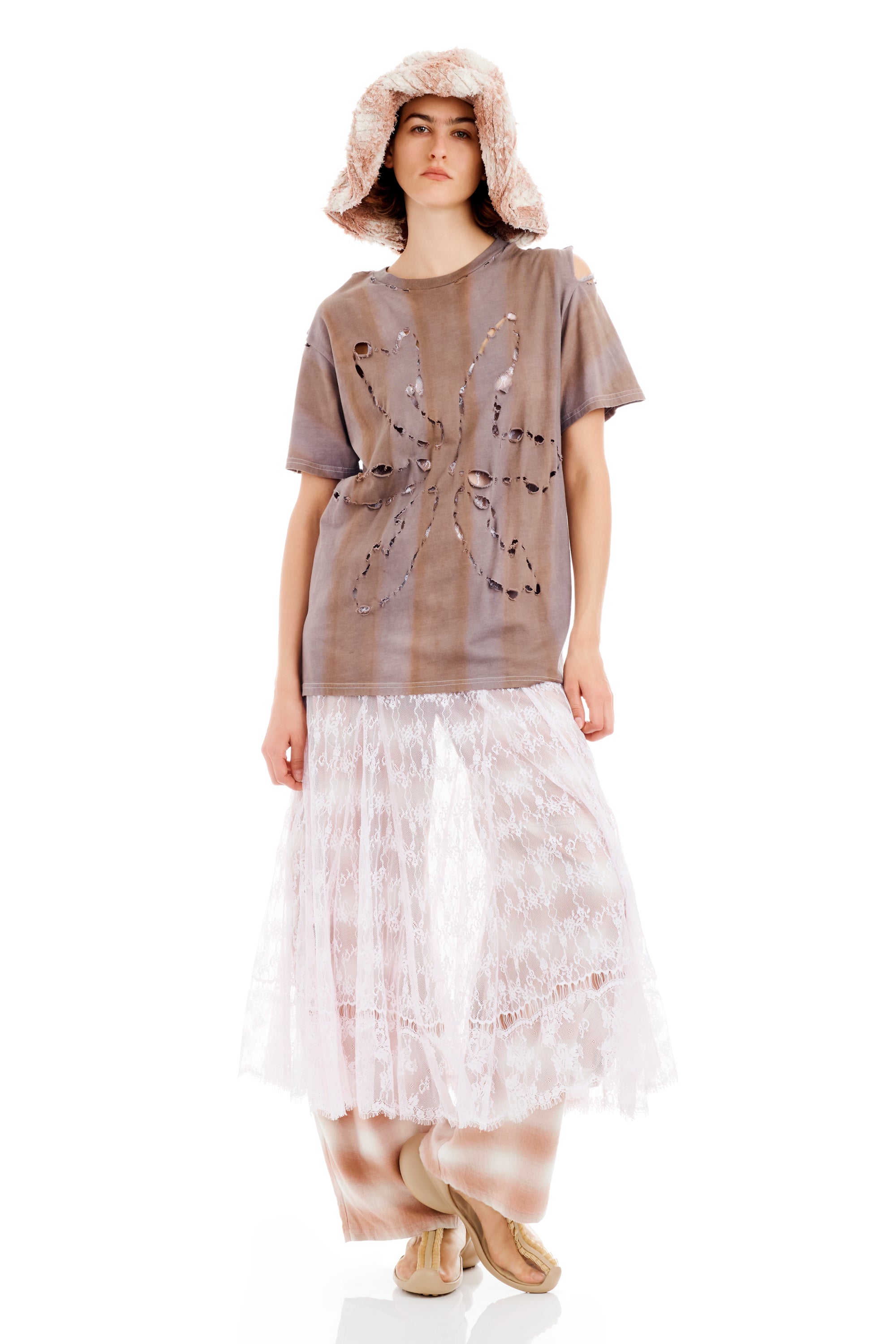 EARTH STRIPE REMNANT FLOWER TEE
