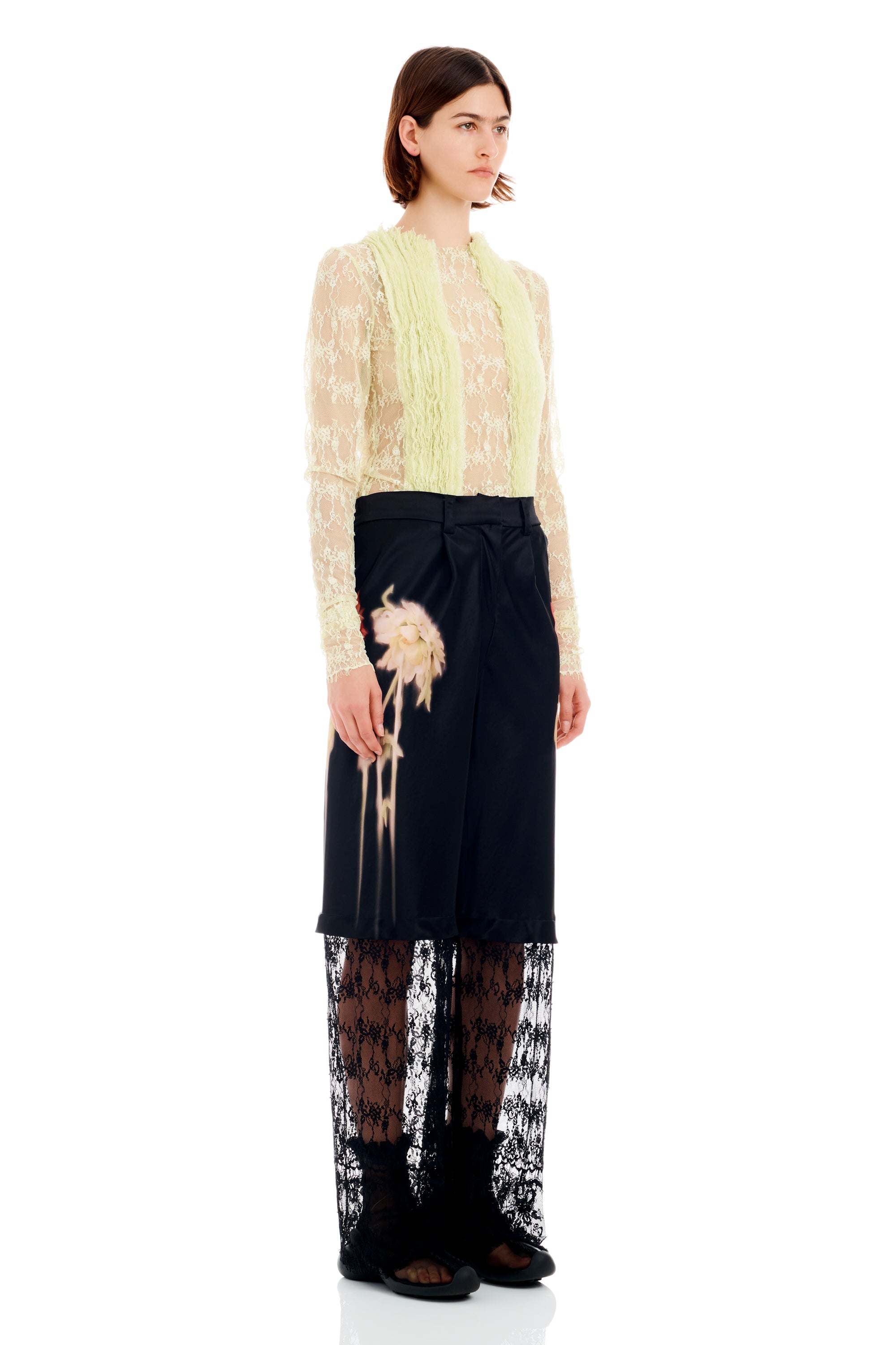 BLACK FLOWER DRIP DANTE LACE TROUSER