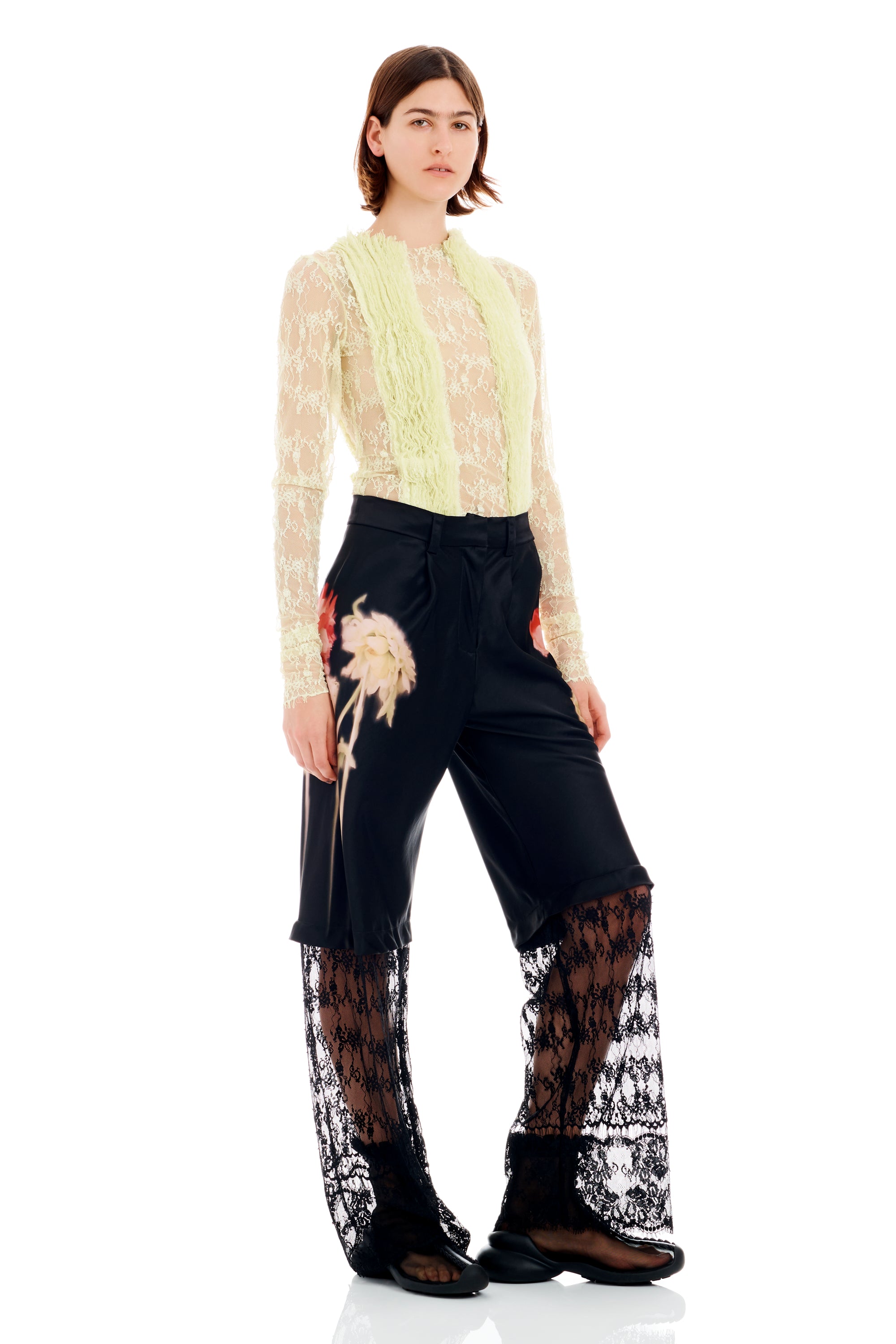 BLACK FLOWER DRIP DANTE LACE TROUSER