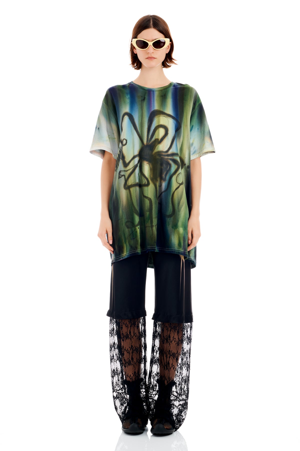 【関税込み】Collina Strada ピンク Lace Heart Nash Tシャツ 24.06.