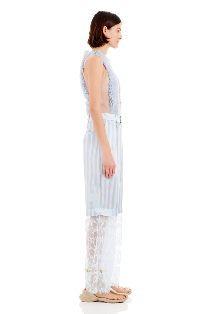 WASHED WAVY NAVY FLOWER STRIPE DANTE LACE TROUSER