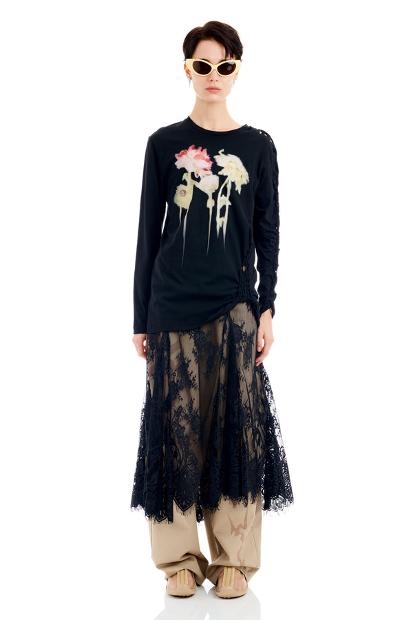 BLACK FLOWER DRIP TOSH L/S TEE