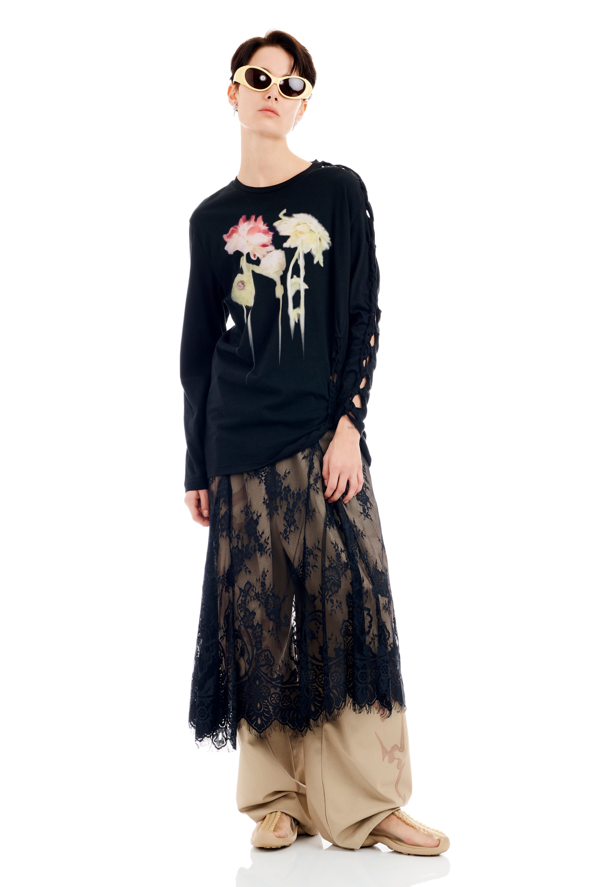 BLACK FLOWER DRIP TOSH L/S TEE