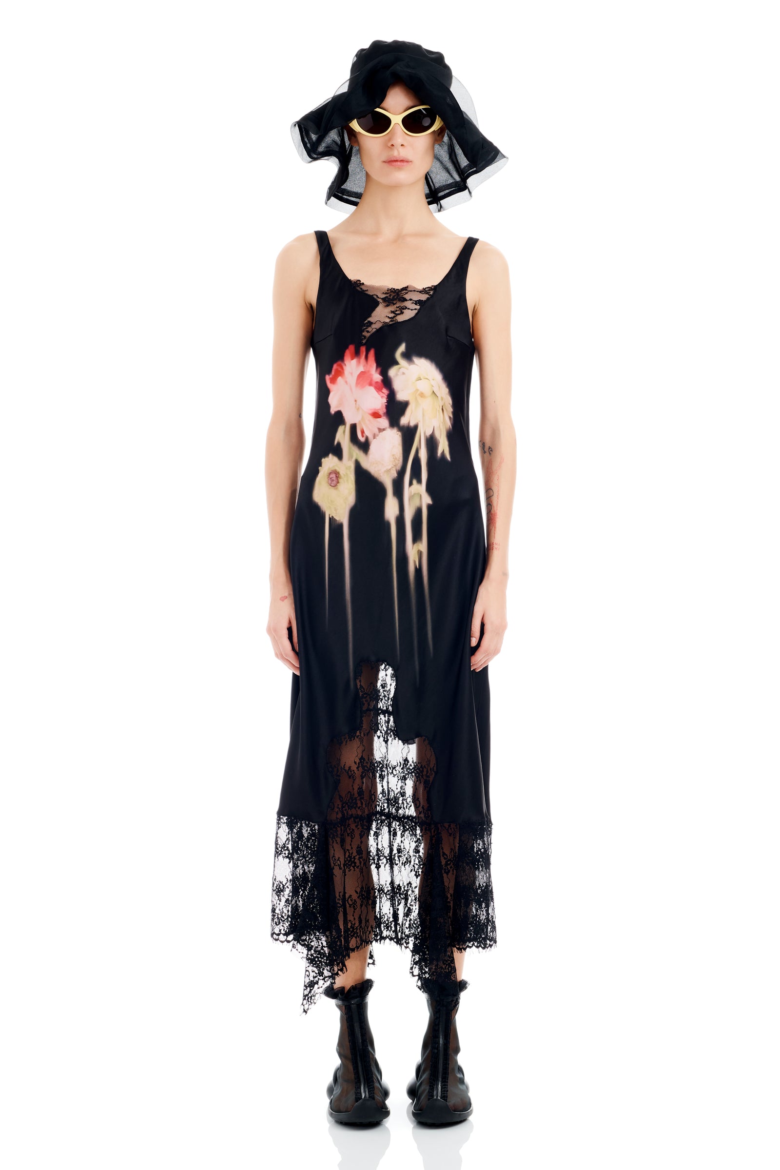 BLACK FLOWER DRIP ANEMONE DRESS | Collina Strada – Collina