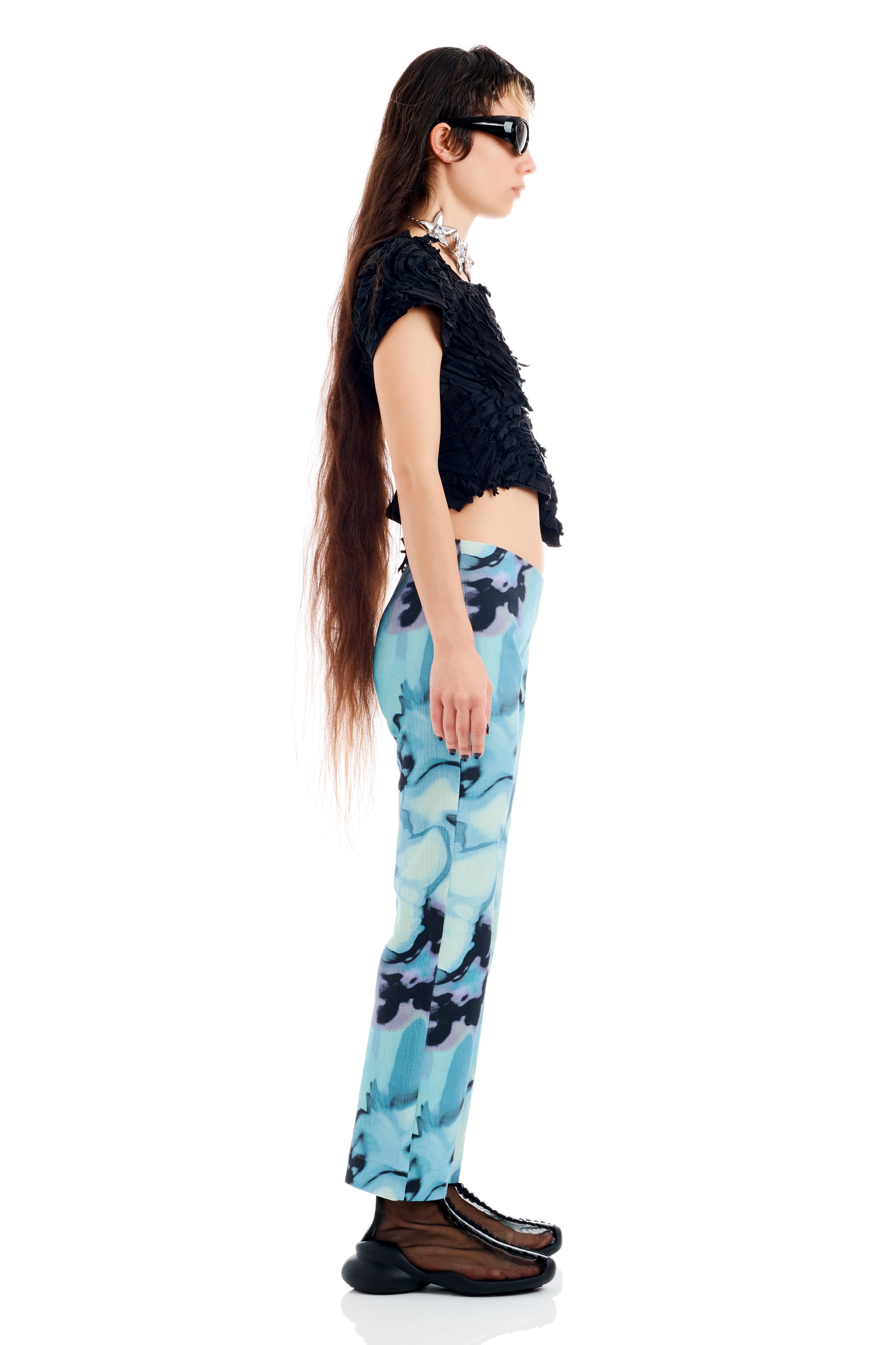 Sky Watercolor Floral Collina Strada Mariposa Pants