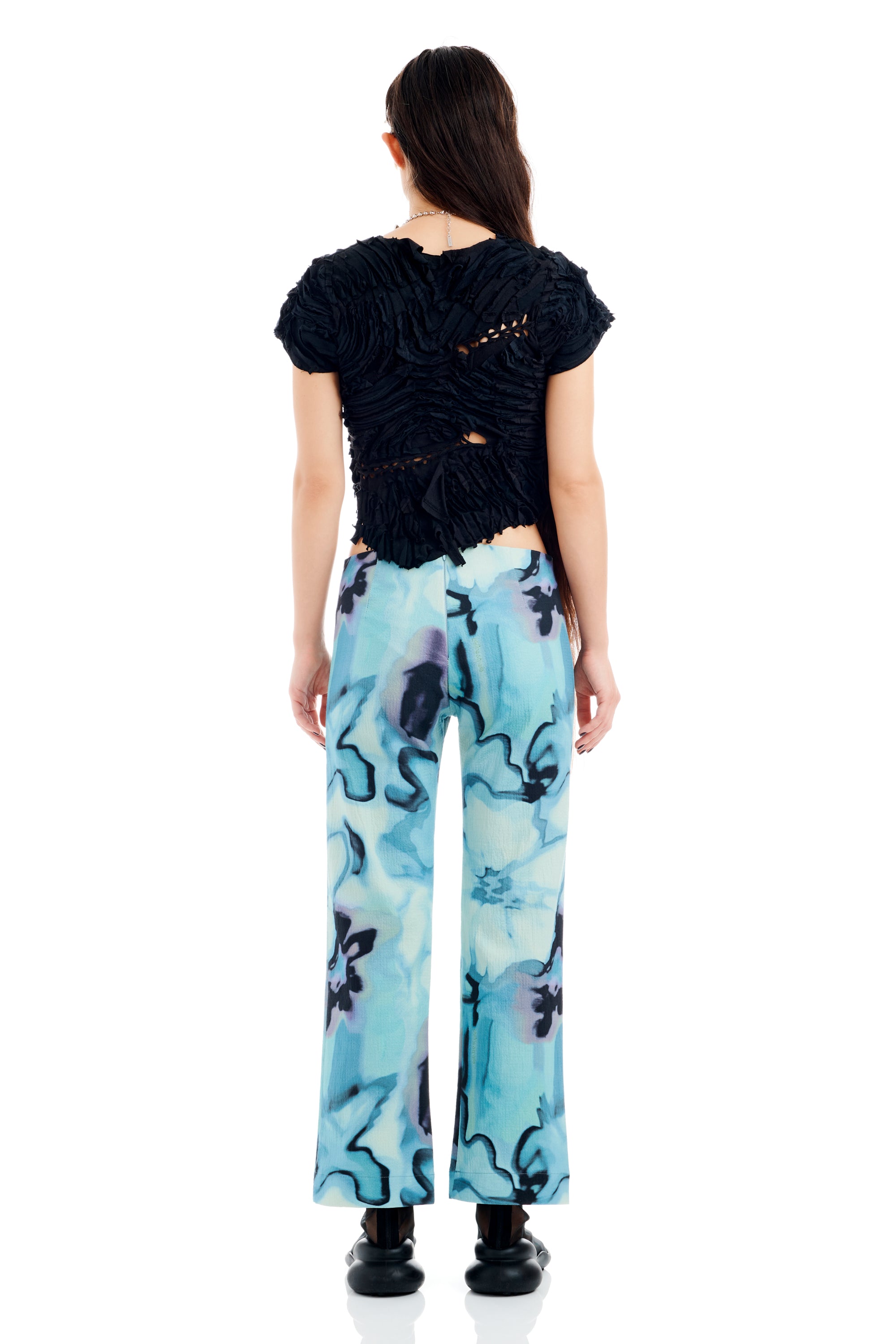 Sky Watercolor Floral Collina Strada Mariposa Pants