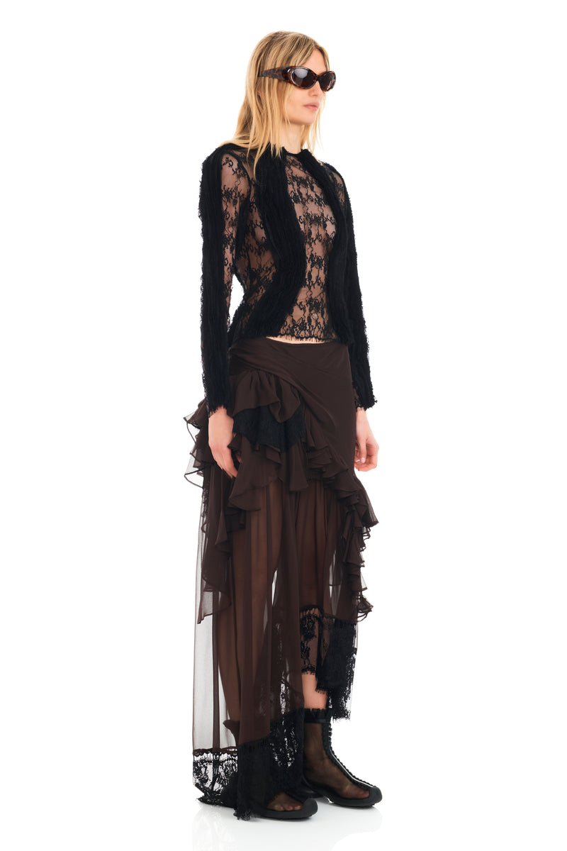 BLACK WAVY DANDELION TOP