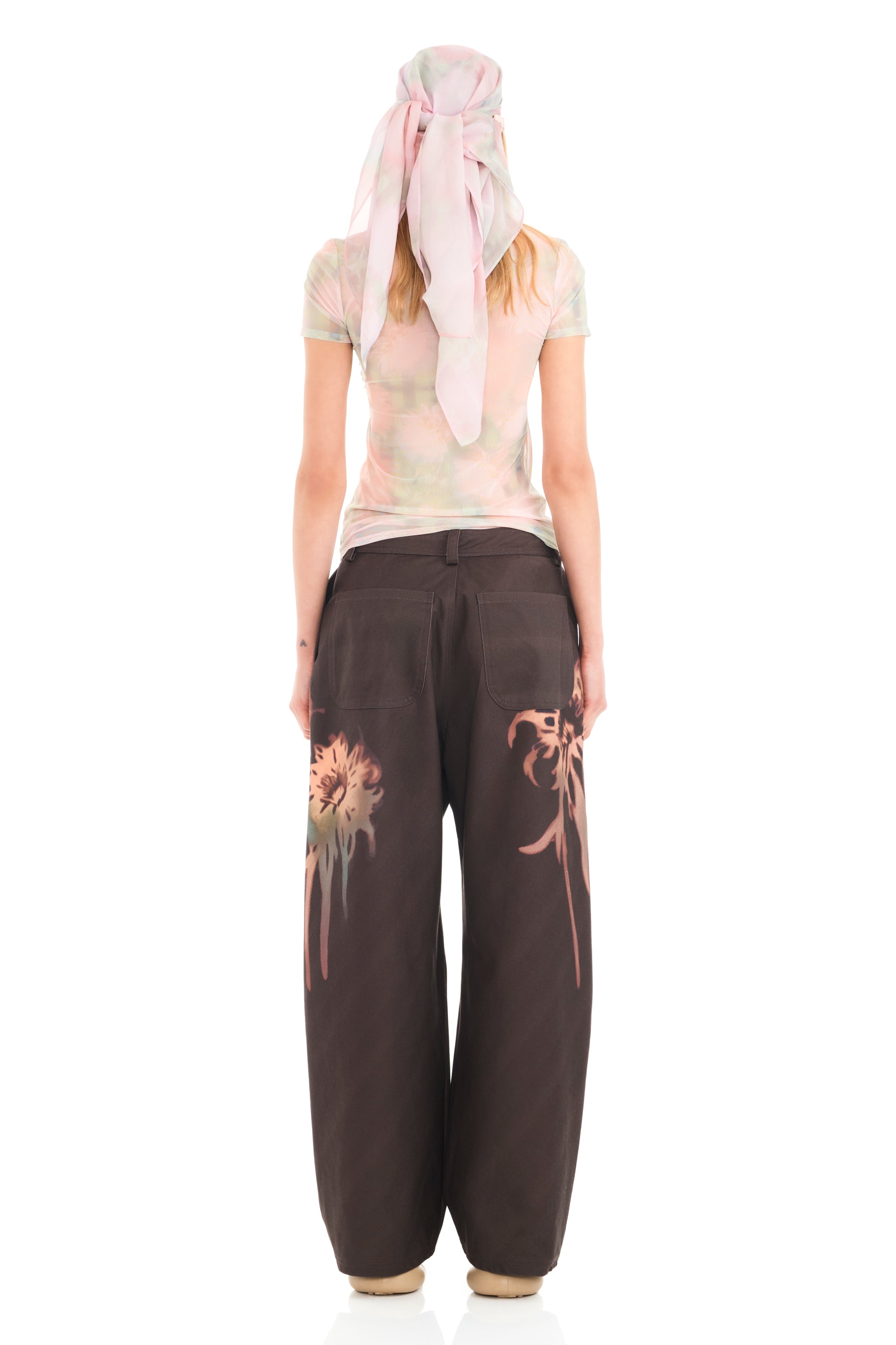 WASHED DAISY PLAID SERPENTINE S/S TOP