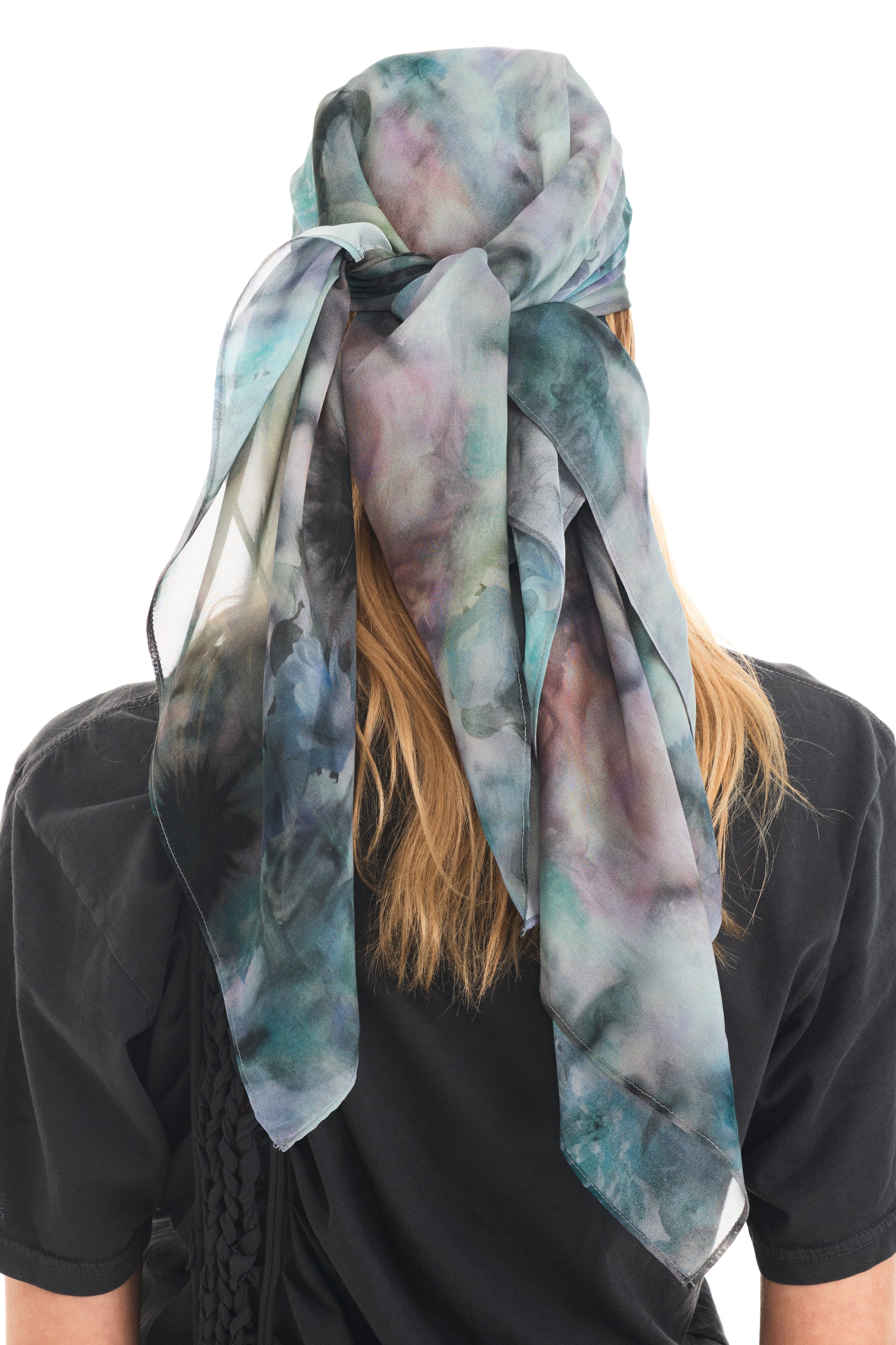 STAINED FLORAL PRINCESS FOULARD SCARF