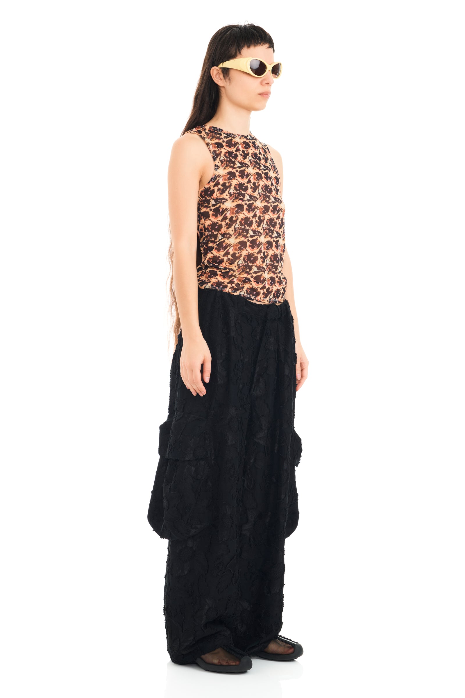 BLACK JACQUARD PLEATED CARGO PANT | COLLINA STRADA – Collina