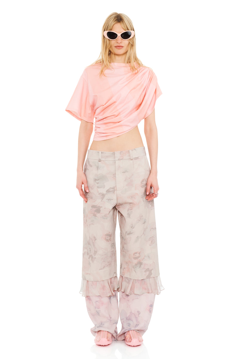 MELON STRIPE EVA DRAPED TEE
