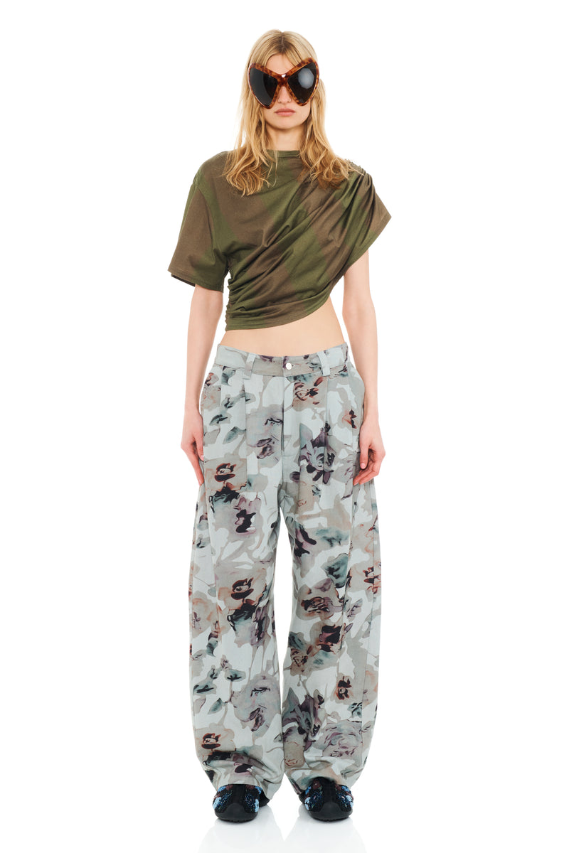 BEIGE WATERCOLOR ROSES CATCHFLY PANT