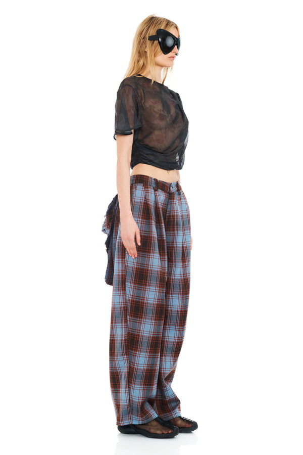 CRANBERRY SKY PLAID BUSTLE CATCHFLY PANT