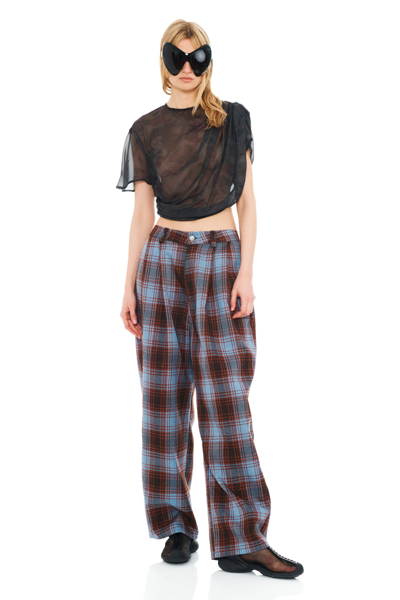 CRANBERRY SKY PLAID BUSTLE CATCHFLY PANT