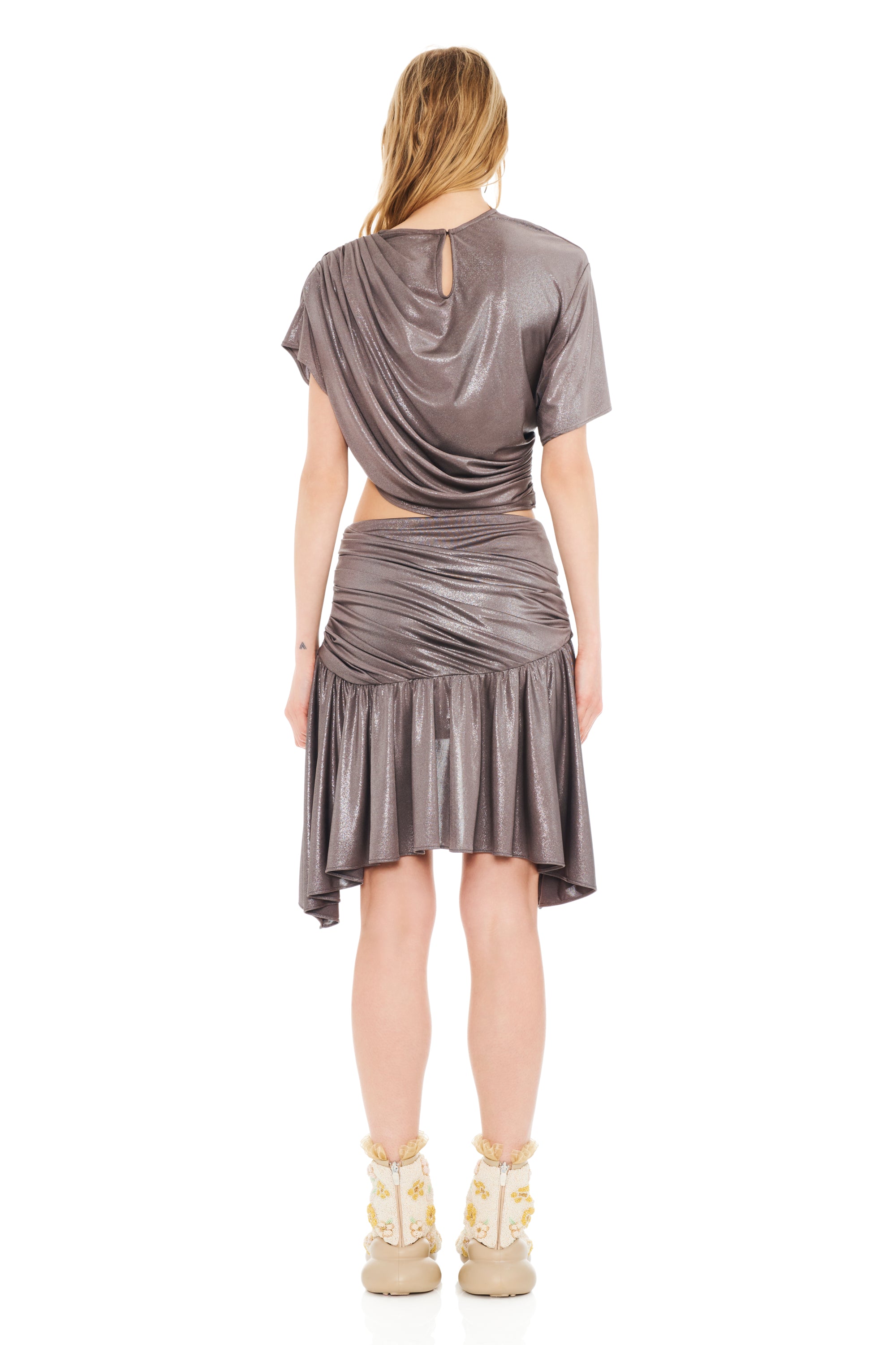 SILVER LAME CELOSIA MINI SKIRT