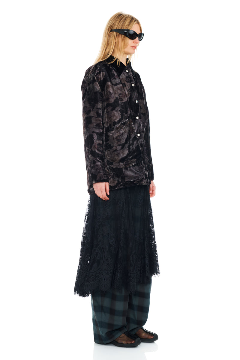 BLACK WATERCOLOR ROSES STABLE JACKET