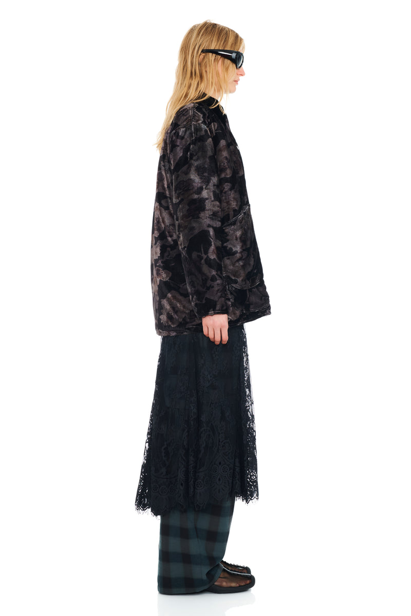 BLACK WATERCOLOR ROSES STABLE JACKET