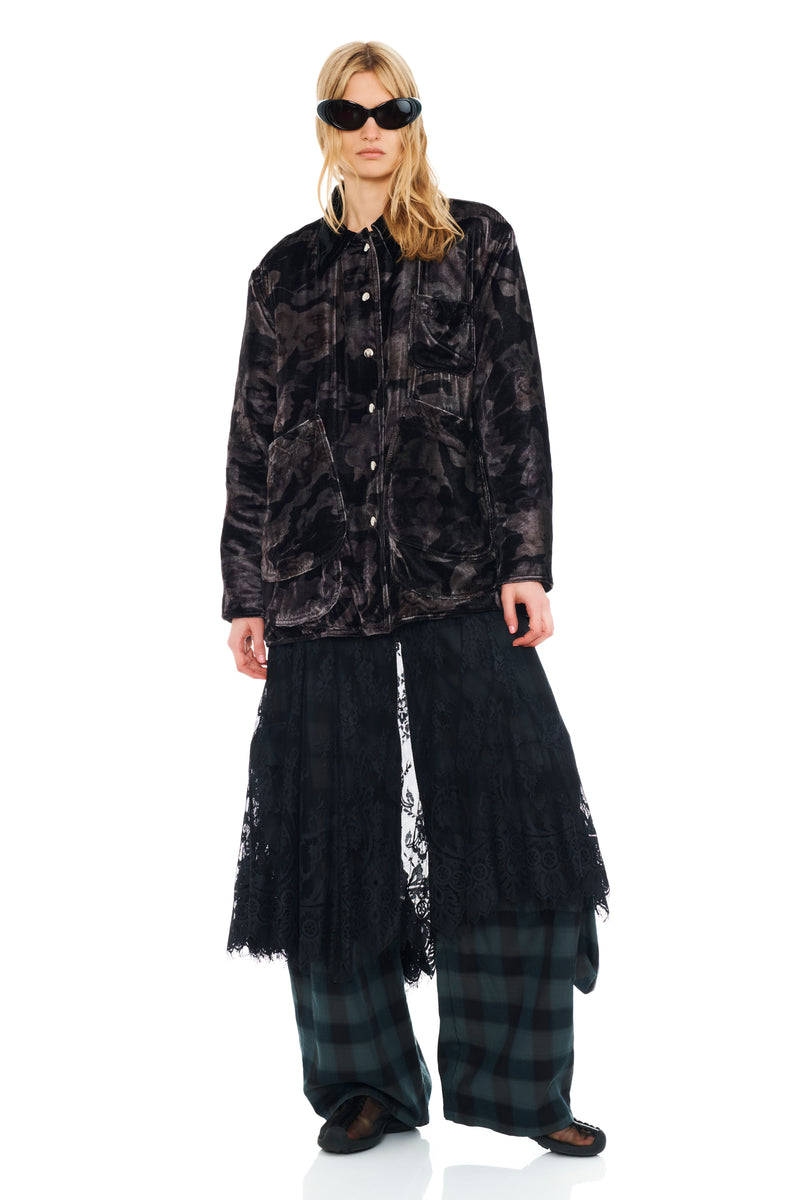 BLACK WATERCOLOR ROSES STABLE JACKET