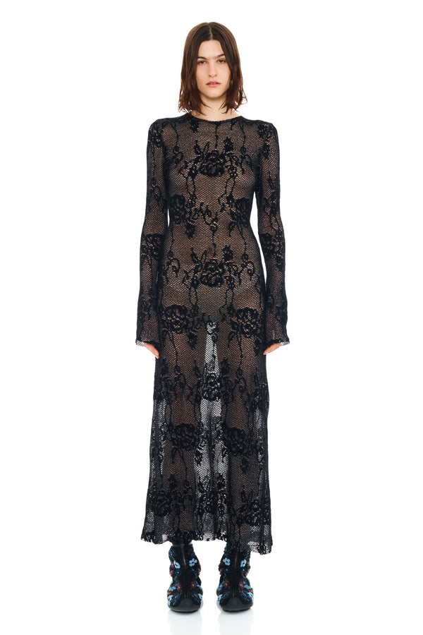 BLACK KNIT LACE YURI DRESS