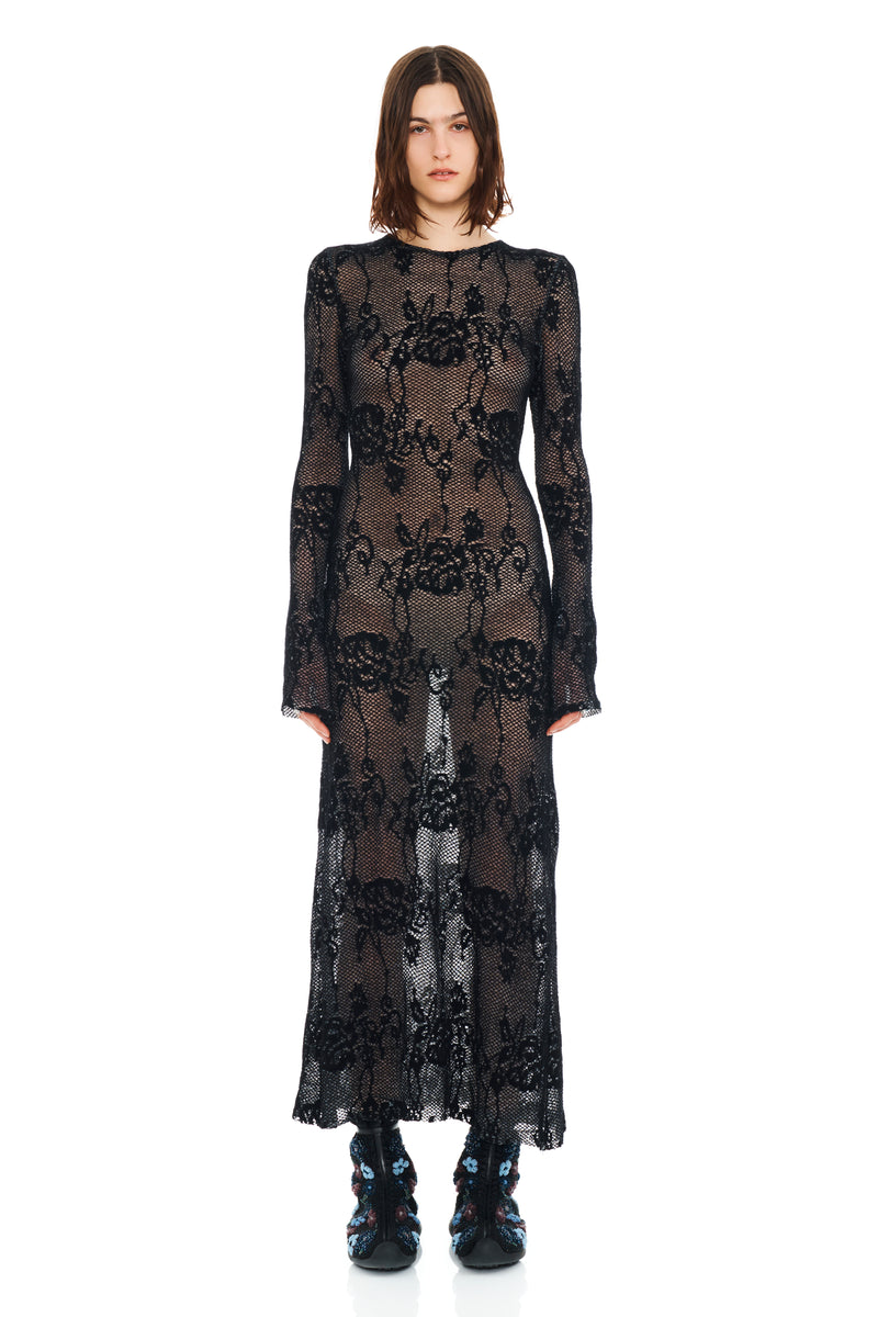 BLACK KNIT LACE YURI DRESS