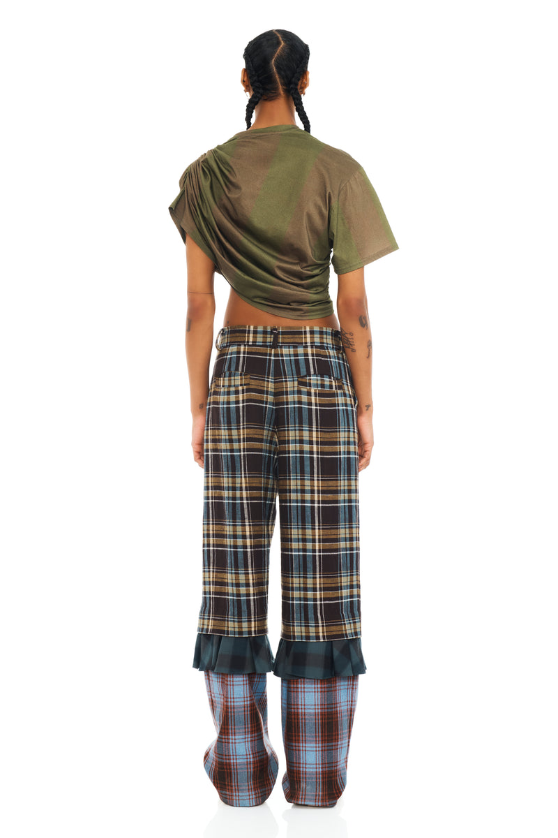 MULTI PLAID GERANIUM TROUSER