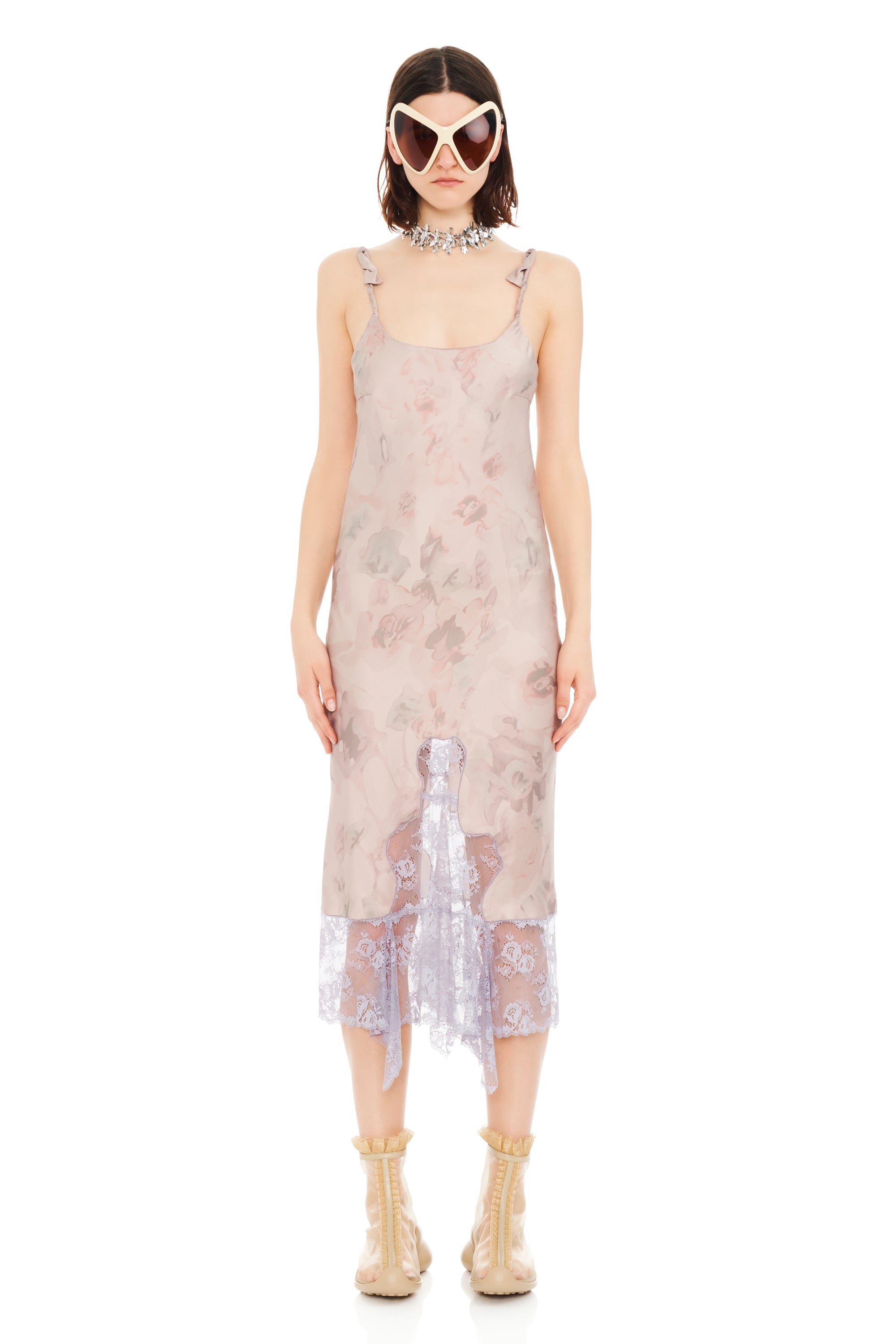 BEIGE WATERCOLOR ROSES CYPRESS DRESS