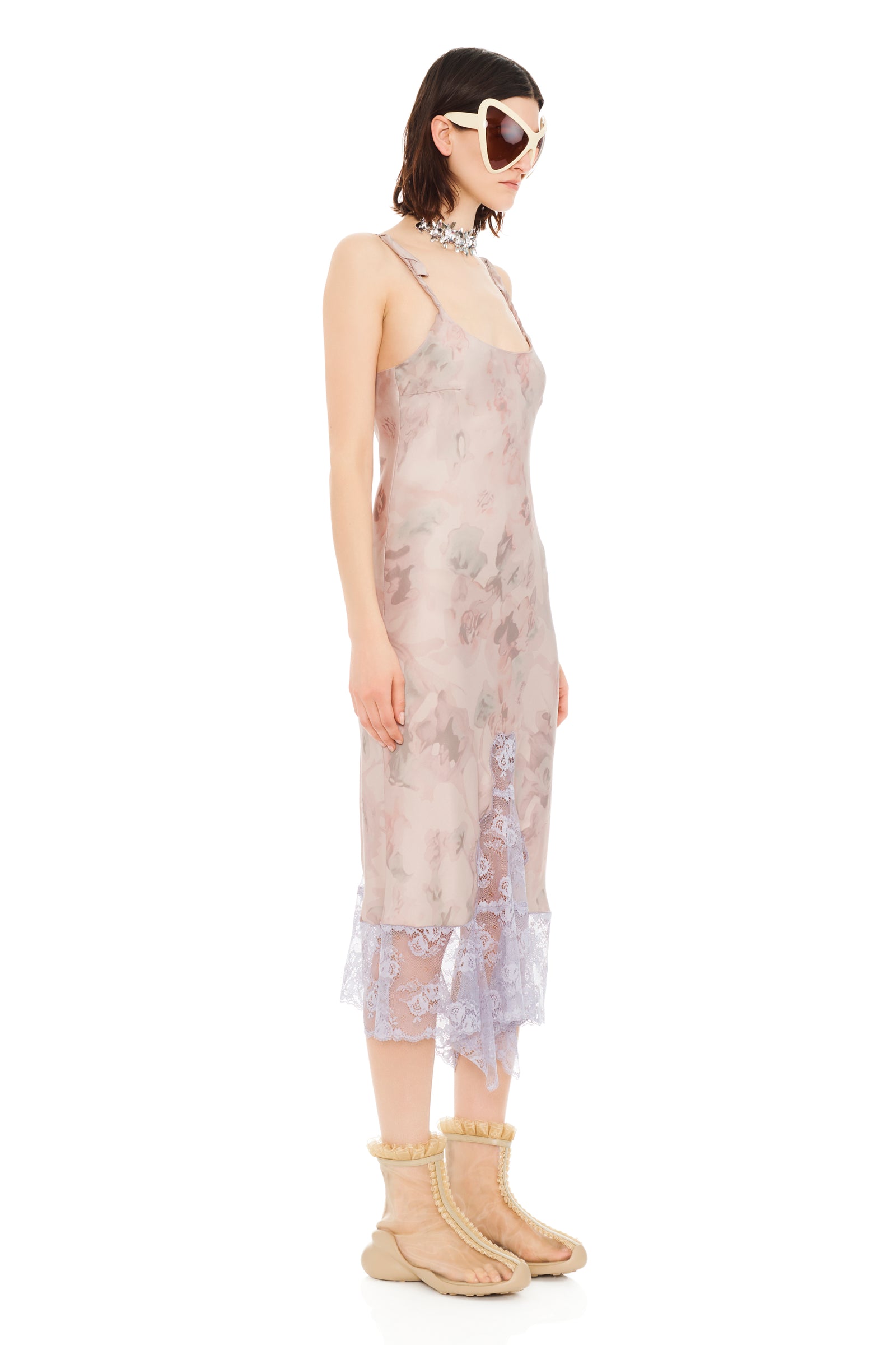【関税込み】Collina Strada ロングドレス BEIGE WATERCOLOR ROSES CYPRESS DRESS | Collina Strada