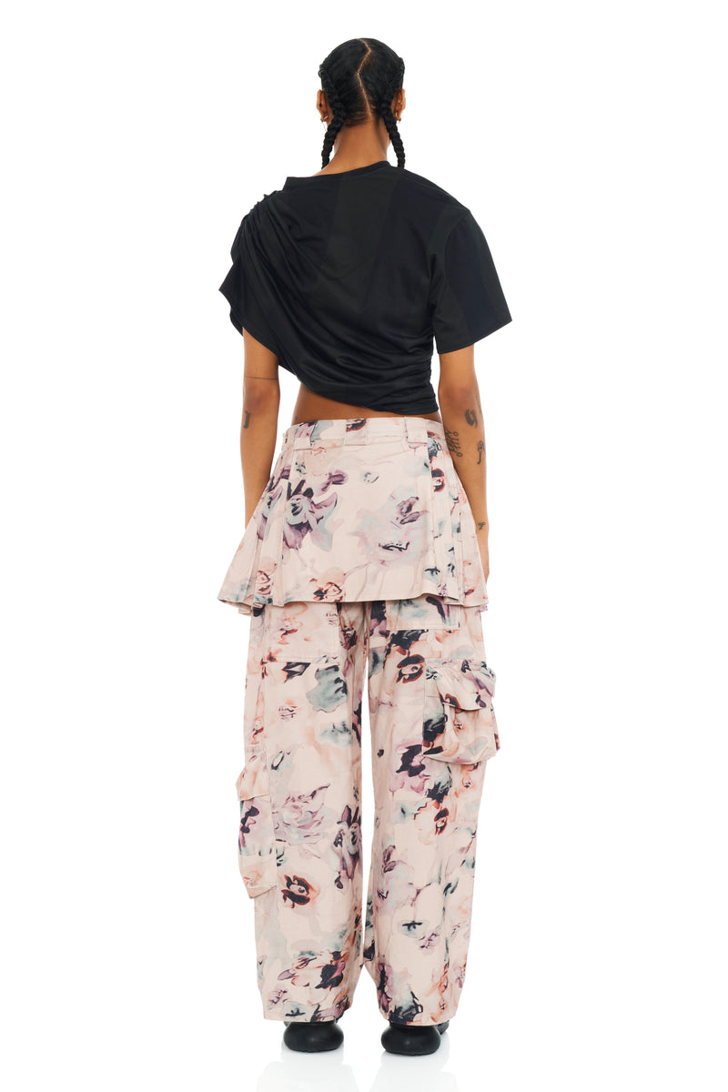 CHARCOAL STRIPE EVA DRAPED TEE