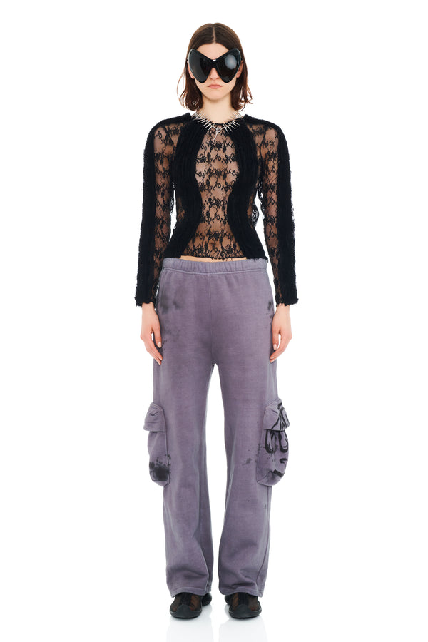 CHARCOAL DAISY CARGO SWEATPANT