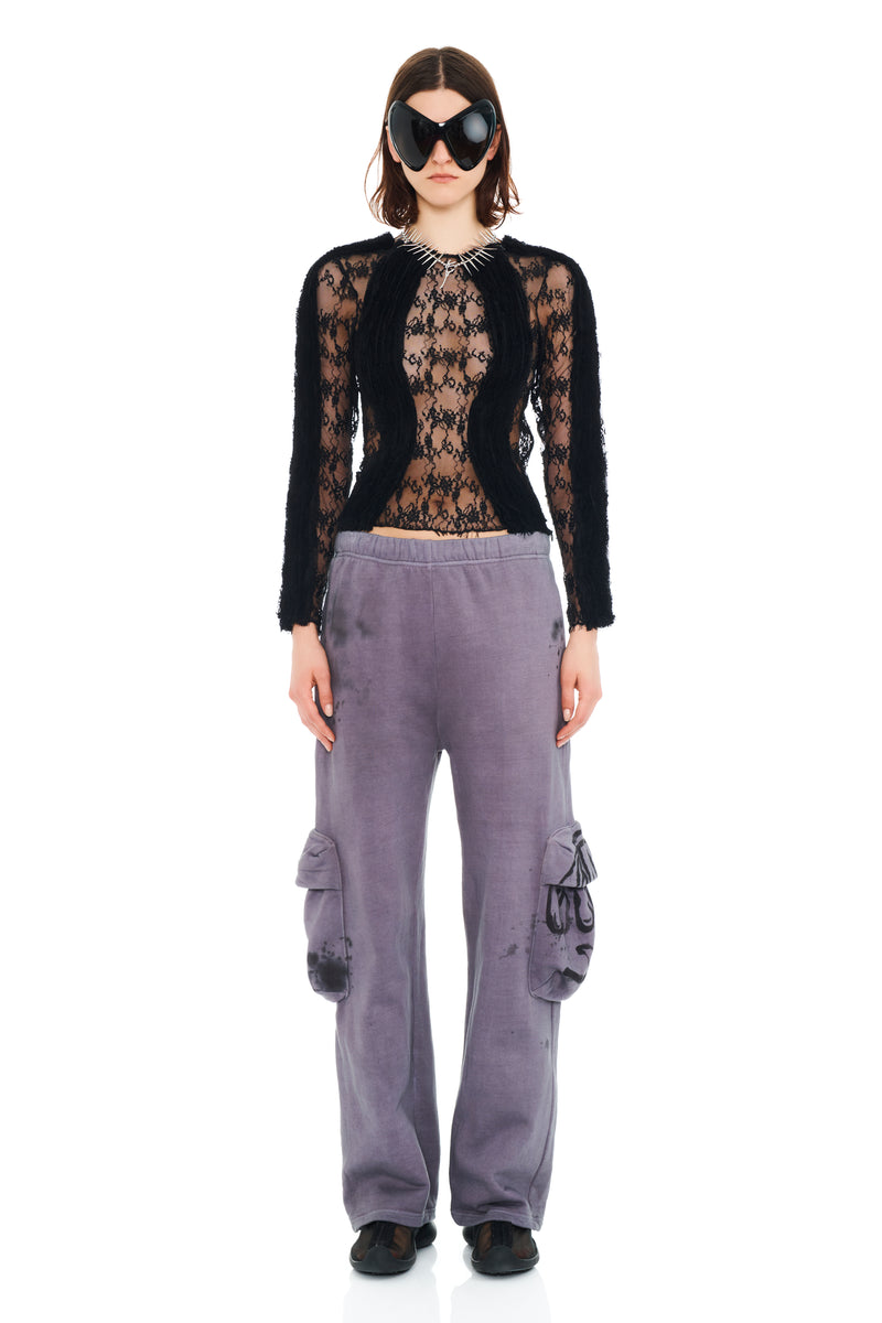 CHARCOAL DAISY CARGO SWEATPANT