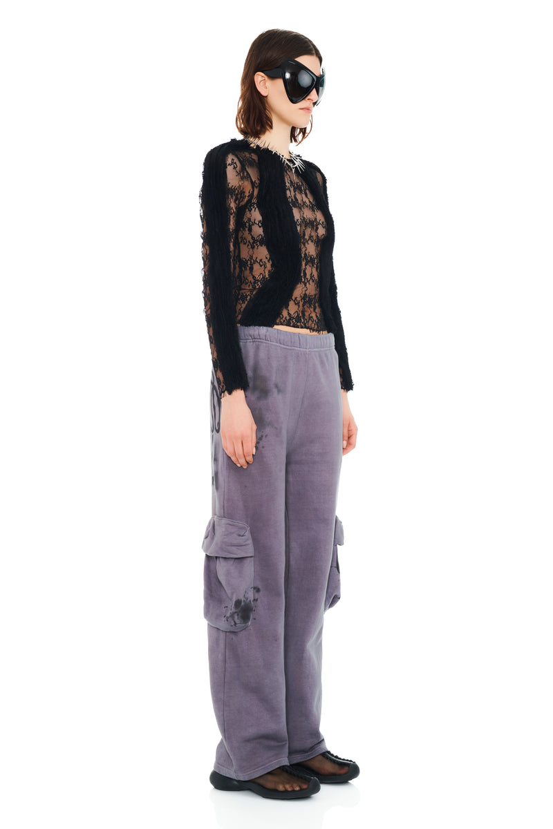 CHARCOAL DAISY CARGO SWEATPANT