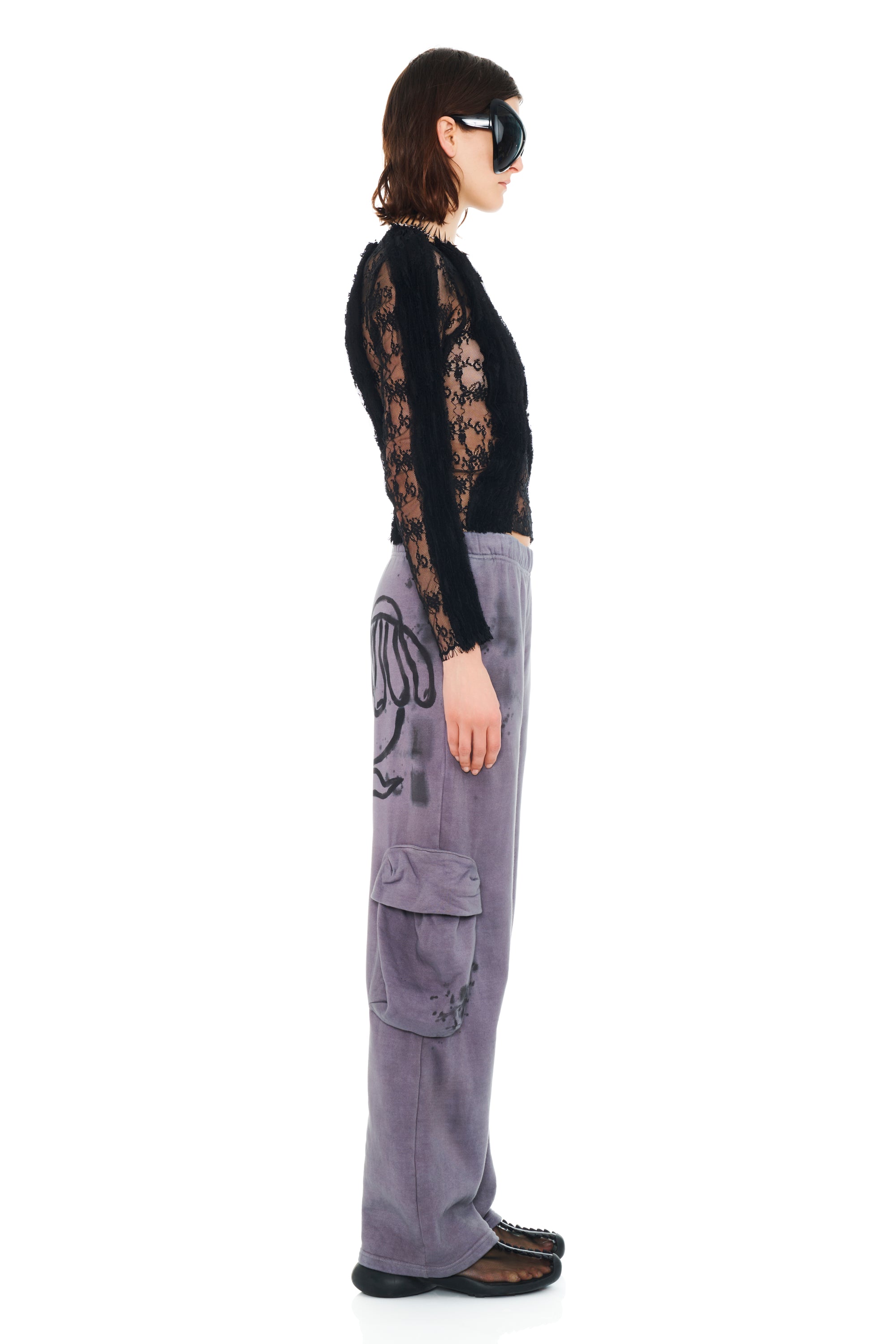 CHARCOAL DAISY CARGO SWEATPANT